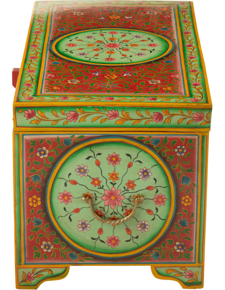 Grand Coffre de rangement indien 78 cm Bois MDF Bois de manguier Multicolore Mumbai 