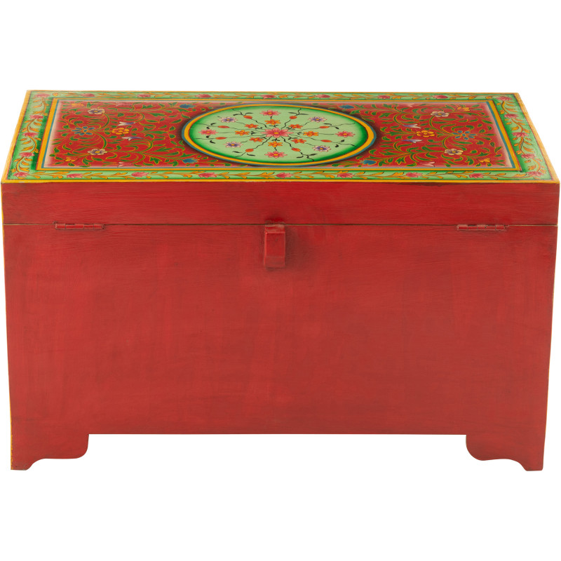 Grand Coffre de rangement indien 78 cm Bois MDF Bois de manguier Multicolore Mumbai 