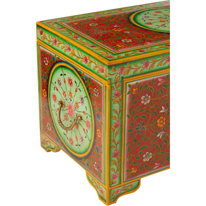 Grand Coffre de rangement indien 78 cm Bois MDF Bois de manguier Multicolore Mumbai 
