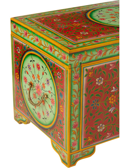 Grand Coffre de rangement indien 78 cm Bois MDF Bois de manguier Multicolore Mumbai 