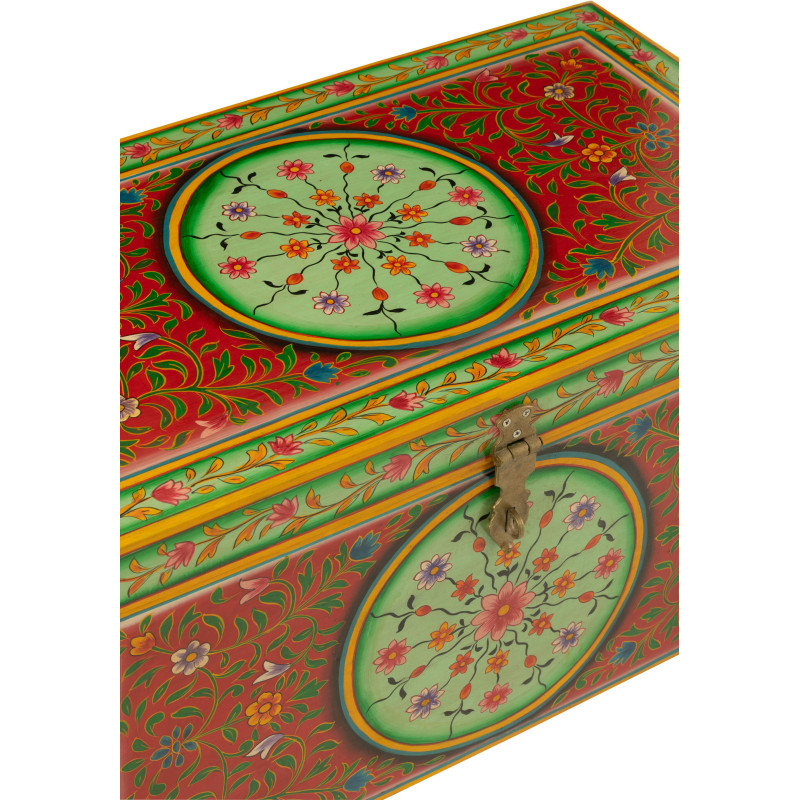 Grand Coffre de rangement indien 78 cm Bois MDF Bois de manguier Multicolore Mumbai 