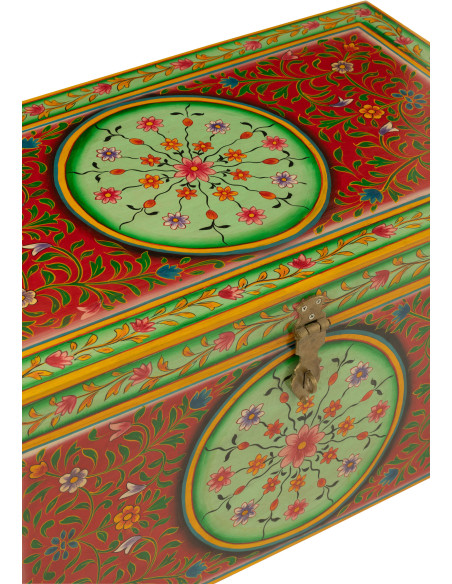 Grand Coffre de rangement indien 78 cm Bois MDF Bois de manguier Multicolore Mumbai 