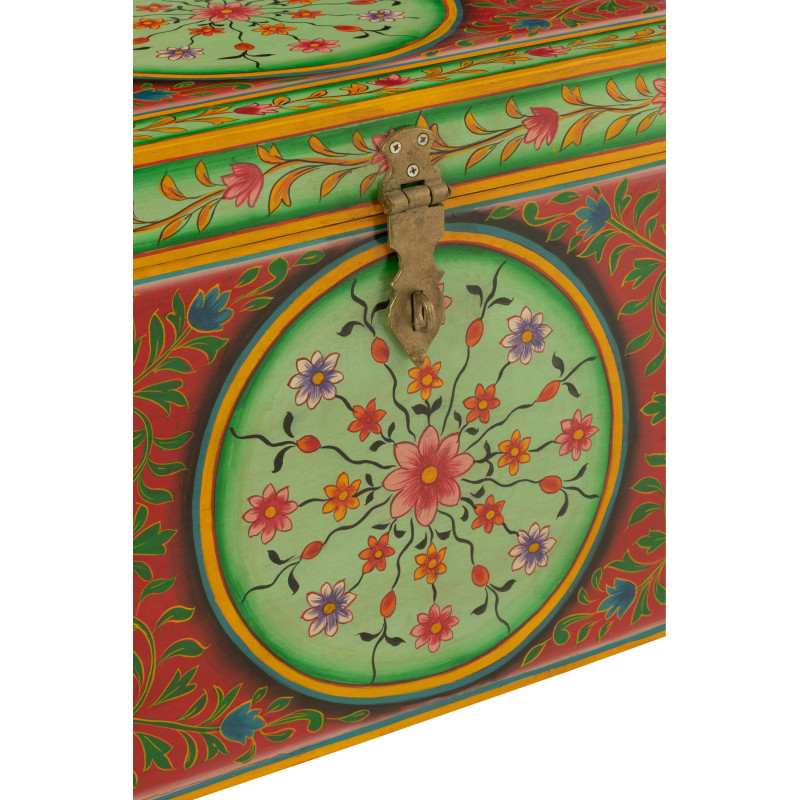 Grand Coffre de rangement indien 78 cm Bois MDF Bois de manguier Multicolore Mumbai 