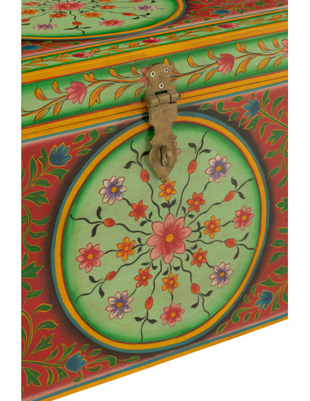 Grand Coffre de rangement indien 78 cm Bois MDF Bois de manguier Multicolore Mumbai 