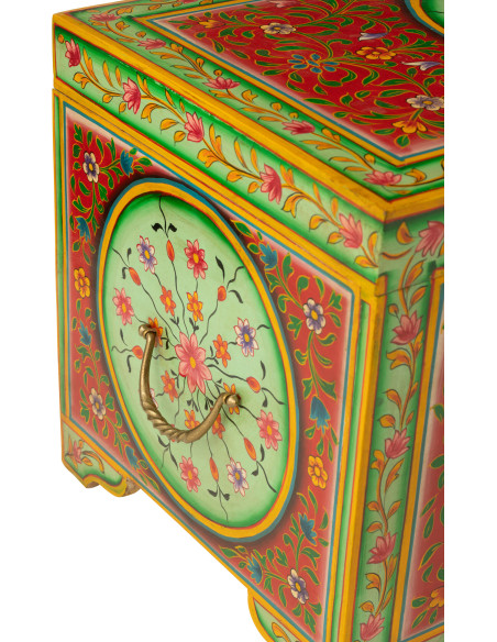 Grand Coffre de rangement indien 78 cm Bois MDF Bois de manguier Multicolore Mumbai 