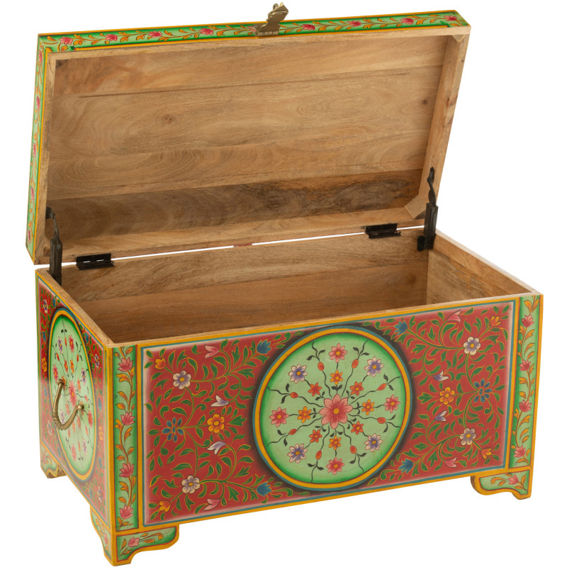 Grand Coffre de rangement indien 78 cm Bois MDF Bois de manguier Multicolore Mumbai 