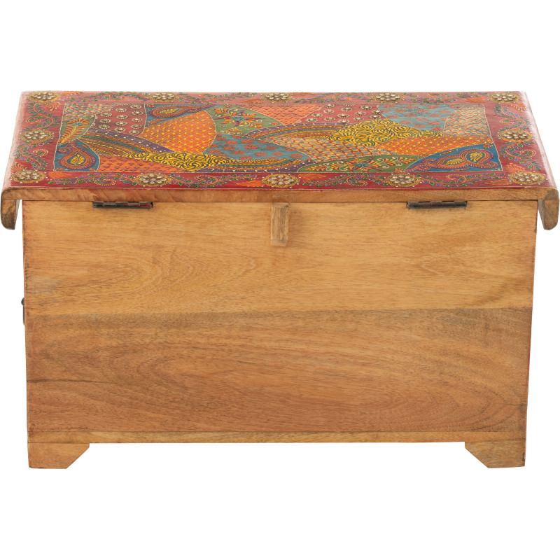 Grand Coffre de rangement indien 63 cm Bois de manguier Multicolore Delhi 