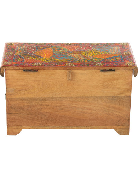 Grand Coffre de rangement indien 63 cm Bois de manguier Multicolore Delhi 