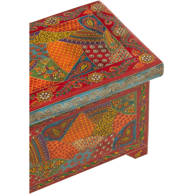 Grand Coffre de rangement indien 63 cm Bois de manguier Multicolore Delhi 