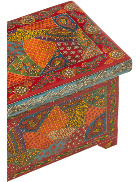Grand Coffre de rangement indien 63 cm Bois de manguier Multicolore Delhi 