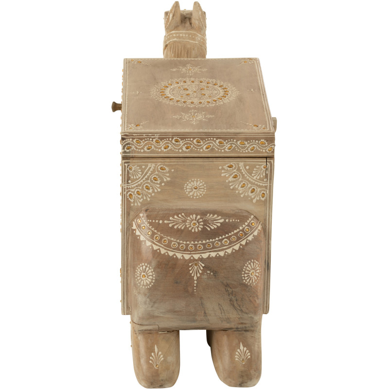 Grand Coffre de rangement Chameau 66 cm Bois de manguier Naturel Perle Orange Sahéra 