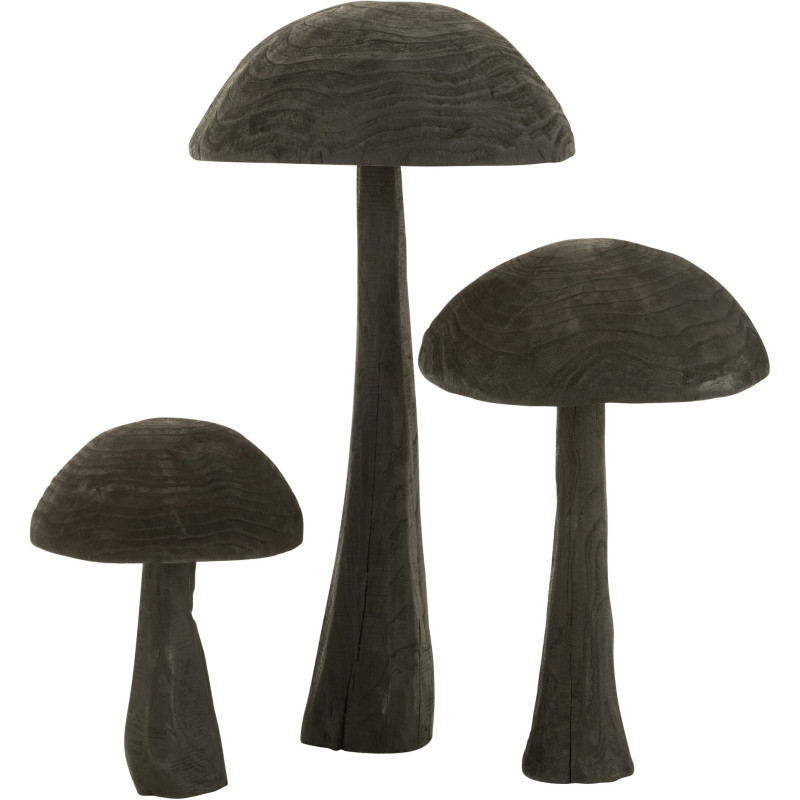 Grand Champignon déco XXL H 81 cm Bois Noir Kurokinoko 