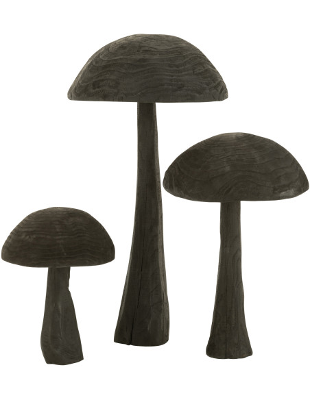 Grand Champignon déco XXL H 81 cm Bois Noir Kurokinoko 