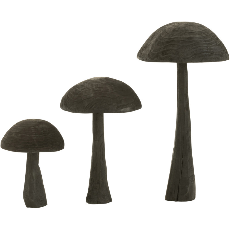 Grand Champignon déco XXL H 81 cm Bois Noir Kurokinoko 