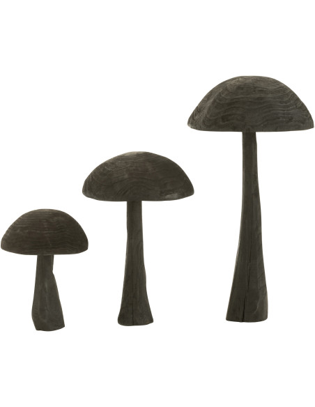 Grand Champignon déco XXL H 81 cm Bois Noir Kurokinoko 