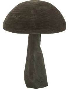 Grand Champignon déco H 39 cm Bois Noir Kurokinoko 