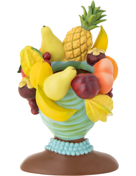 Grand Cache-pot tropical chic Femme Fruits 23 cm Résine Marron Turquoise Fructonia 