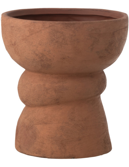 Grand Cache-pot sur pied ethnique chic Rond D 24 cm Céramique Terracotta Vieilli Terrakor 