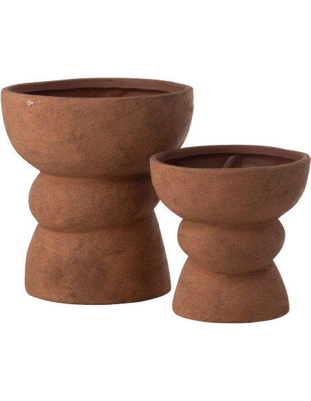 Grand Cache-pot sur pied ethnique chic Rond D 24 cm Céramique Terracotta Vieilli Terrakor 