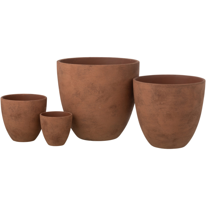 Grand Cache-pot ethnique chic Rond D 36 cm Céramique Terracotta Vieilli Terrakor 