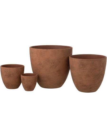 Grand Cache-pot ethnique chic Rond D 36 cm Céramique Terracotta Vieilli Terrakor 