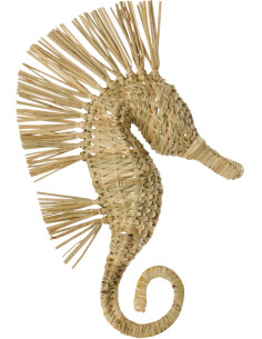 Décoration murale bord de mer Hippocampe H 40 cm Herbe Naturel Tressé Abyssino 