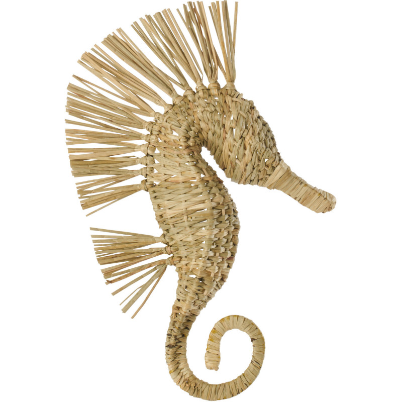 Décoration murale bord de mer Hippocampe H 40 cm Herbe Naturel Tressé Abyssino 