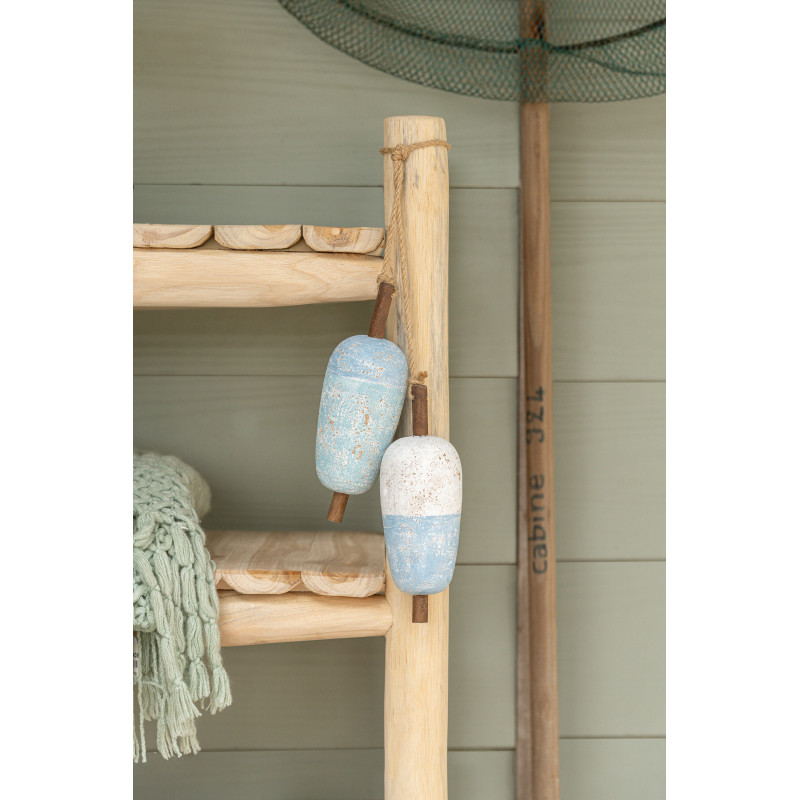 Décoration à suspendre bord de mer Bouées Bois de paulownia Bleu clair Blanc Naturel Nautina 