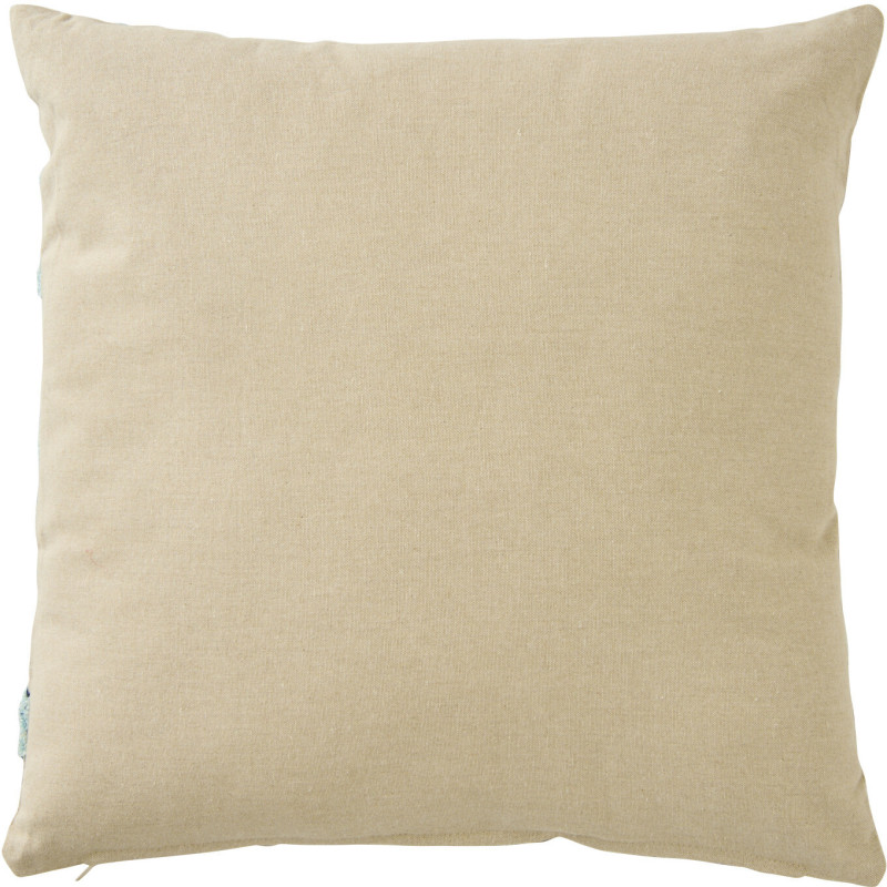 Coussin bord de mer Corail Carré 45x45 Coton Beige Blanc Bleu Coralyne 
