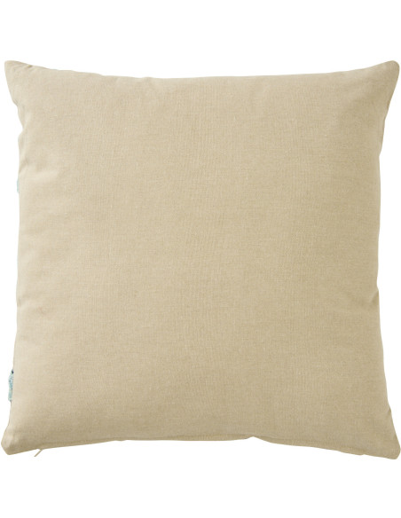 Coussin bord de mer Corail Carré 45x45 Coton Beige Blanc Bleu Coralyne 