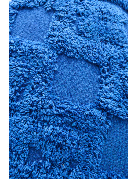 Coussin bohème chic Carré 45x45 Coton Bley Avec pompons Blueny 