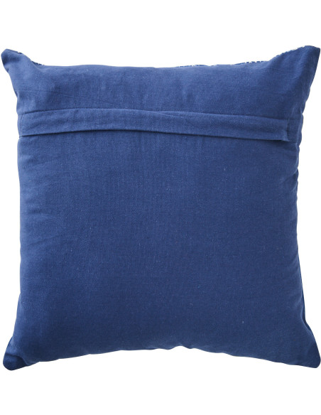 Coussin bohème chic Carré 45 x45 Coton Bleu Blanc Motif mosaïque Azulio 