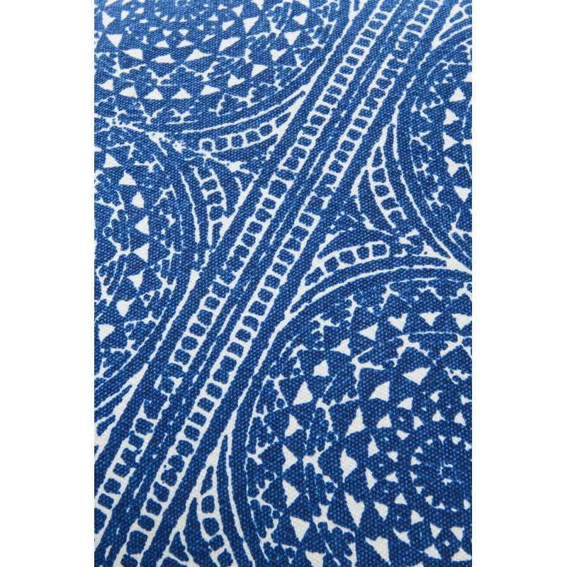 Coussin bohème chic Carré 45 x45 Coton Bleu Blanc Motif mosaïque Azulio 