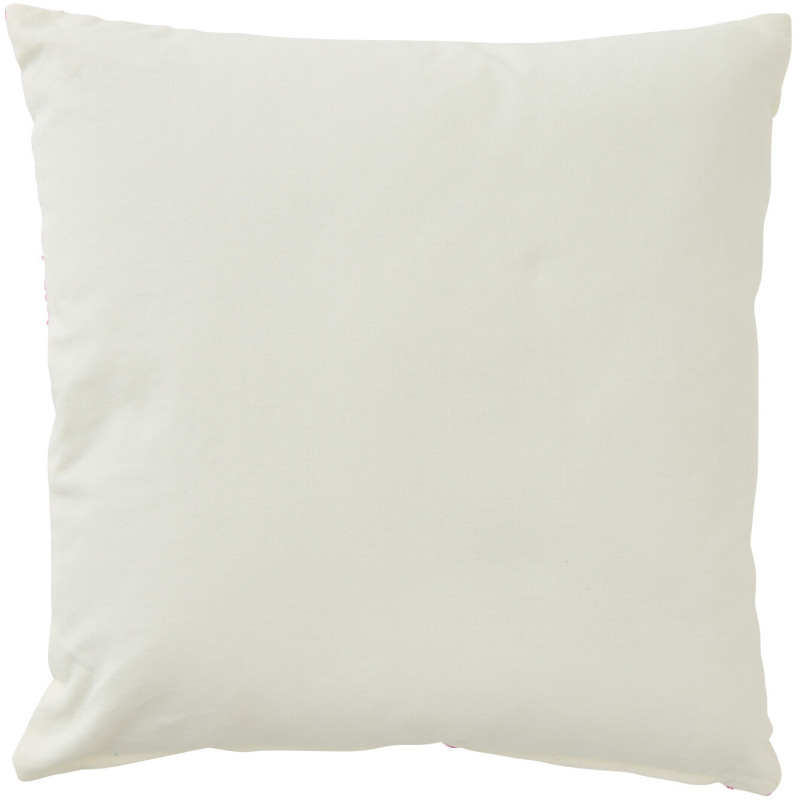 Coussin bohème Carré 45x45 Coton Blanc Rose fuchsia Motif fleurs Naturylaë 