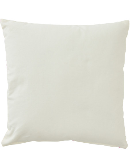 Coussin bohème Carré 45x45 Coton Blanc Rose fuchsia Motif fleurs Naturylaë 