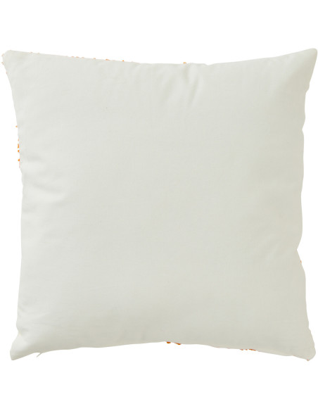 Coussin bohème Carré 45x45 Coton Blanc Orange foncé Motif fleurs Naturylaë 