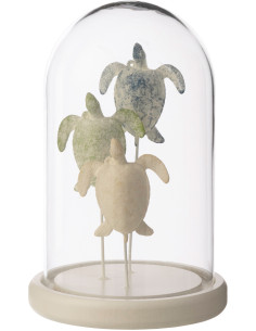 Cloche déco bord de mer Tortues H 22 cm Verre Transparent Résine Turtua 
