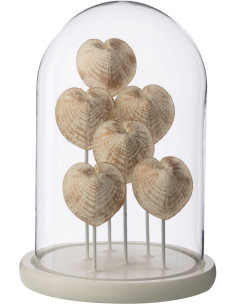 Cloche déco bord de mer Coquillages H 26 cm Verre Transparent Résine Beige Playana 