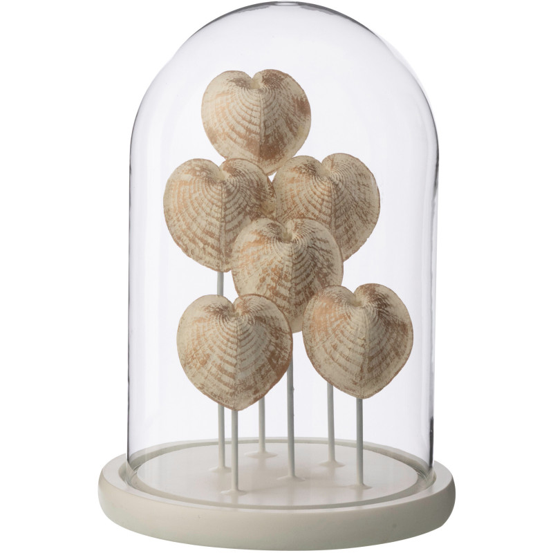 Cloche déco bord de mer Coquillages H 26 cm Verre Transparent Résine Beige Playana 