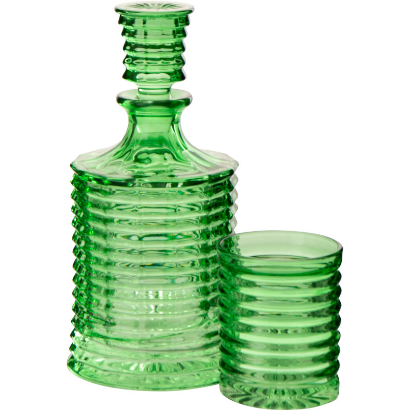 Carafe rétro chic 800 ml Verre Vert Côtelé Zéloria 