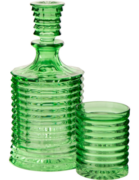 Carafe rétro chic 800 ml Verre Vert Côtelé Zéloria 