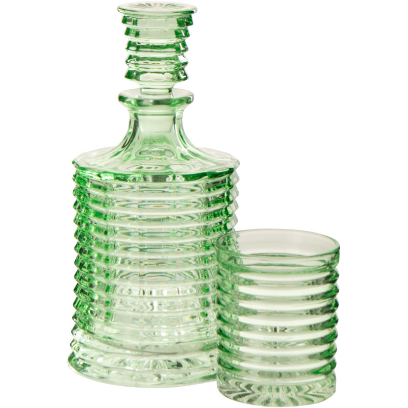 Carafe rétro chic 800 ml Verre Vert clair Côtelé Zéloria 