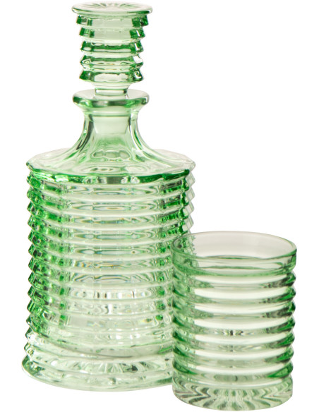 Carafe rétro chic 800 ml Verre Vert clair Côtelé Zéloria 