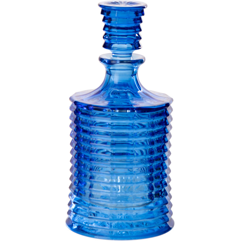 Carafe rétro chic 800 ml Verre Bleu foncé Côtelé Zéloria 