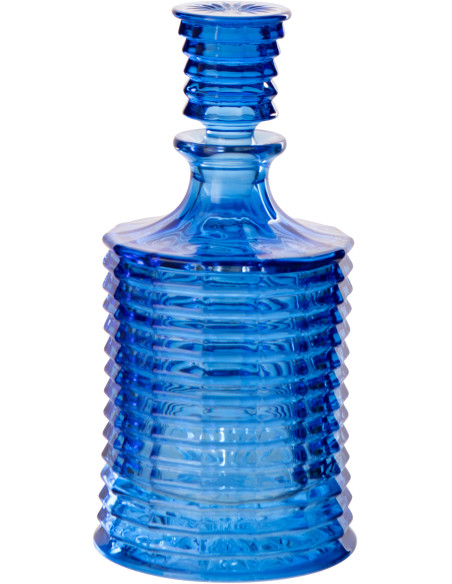 Carafe rétro chic 800 ml Verre Bleu foncé Côtelé Zéloria 