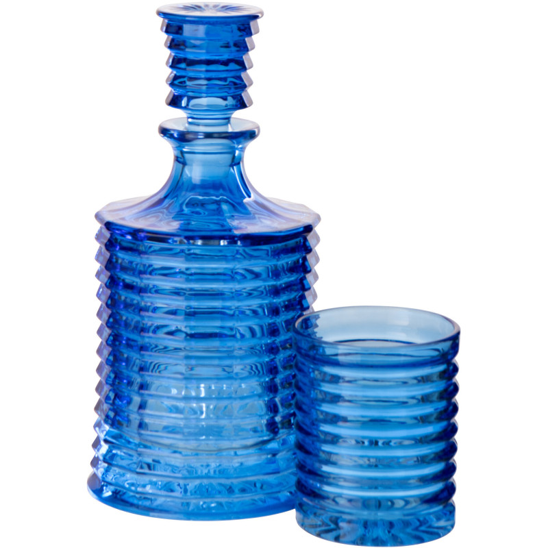 Carafe rétro chic 800 ml Verre Bleu foncé Côtelé Zéloria 