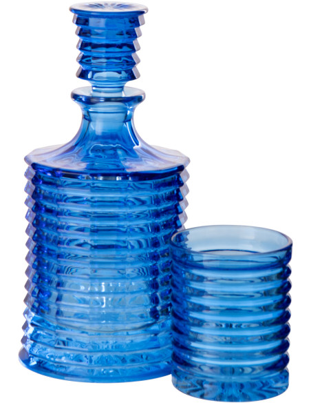 Carafe rétro chic 800 ml Verre Bleu foncé Côtelé Zéloria 