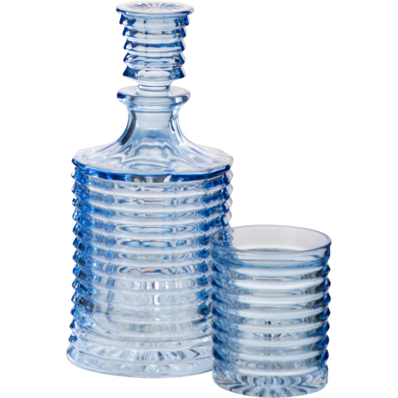Carafe rétro chic 800 ml Verre Bleu clair Côtelé Zéloria 