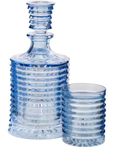 Carafe rétro chic 800 ml Verre Bleu clair Côtelé Zéloria 