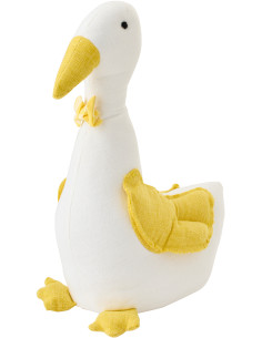 Cale-porte original Canard avec noeud H 37 cm Tissu Blanc Jaune Palmo 